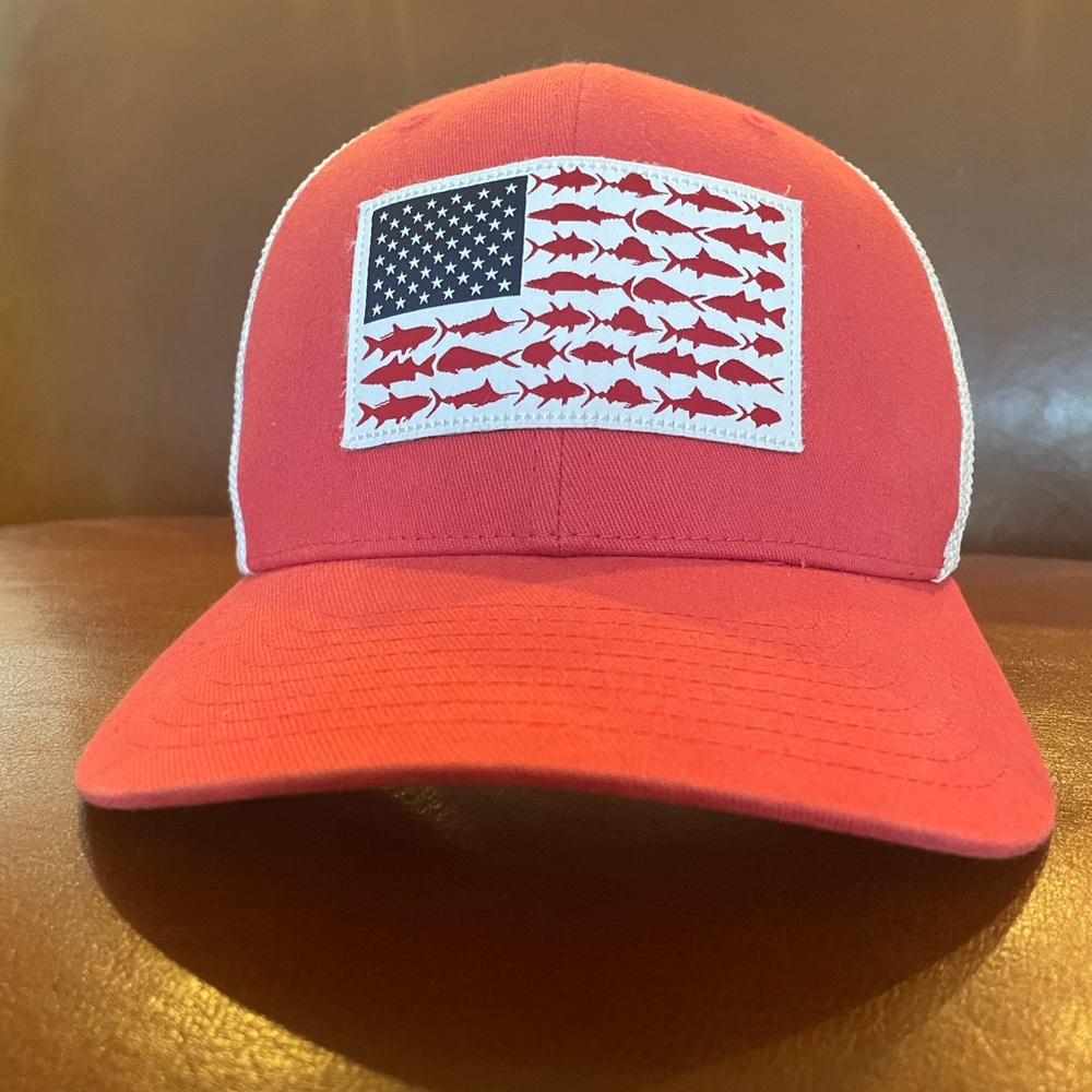 PFG Fish Flag Mesh Ball Cap - Mid Crown Red/White